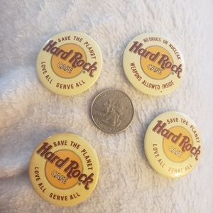 4 Hard Rock Cafe Vintage Button Pins